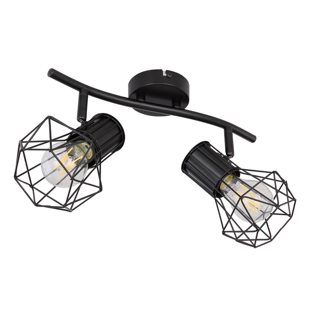 Ceiling lamp Priska 2-light black Globo 9007371400171