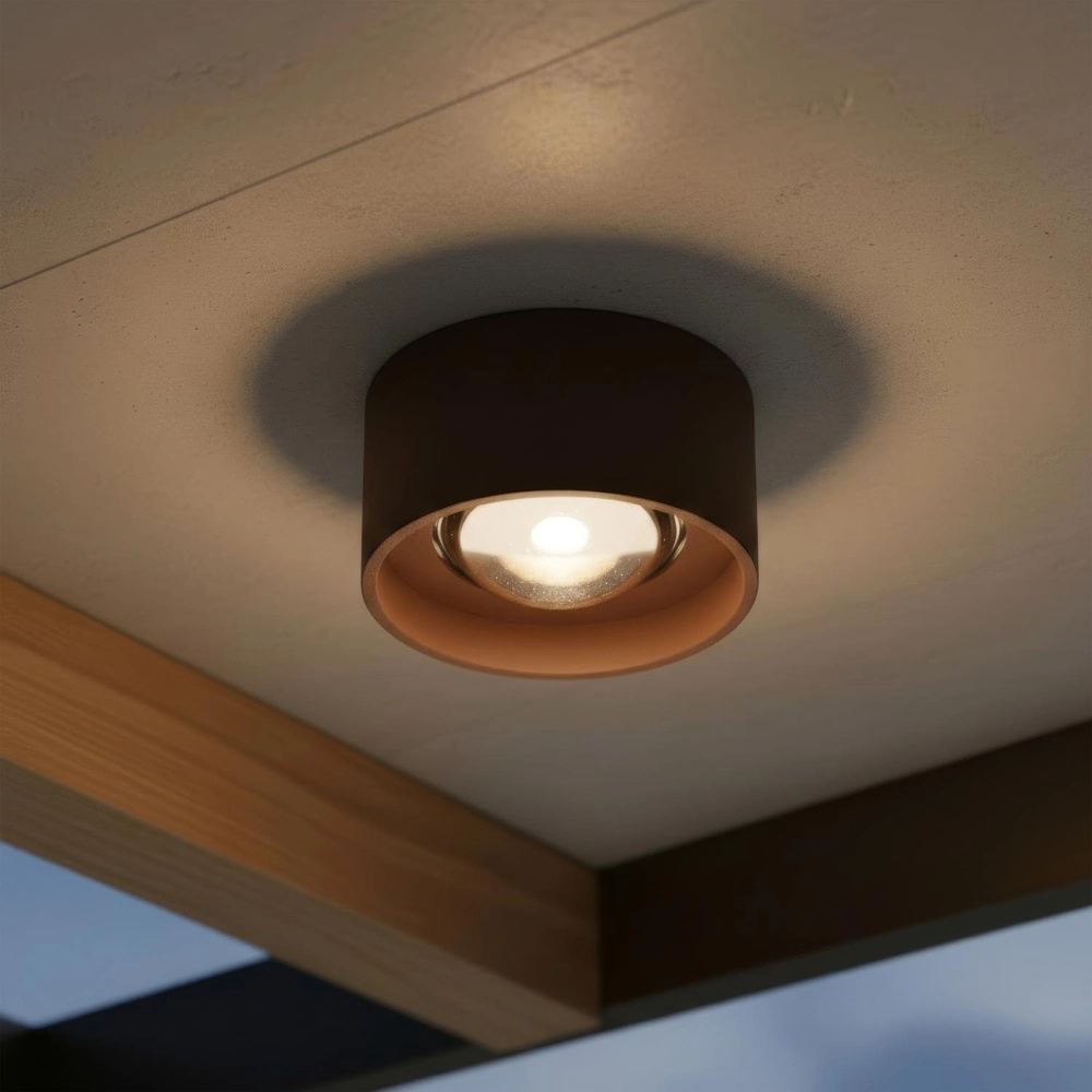 Ceiling spotlight Lenz Ø 11cm rust brown IP54 Lucide 5411212334084