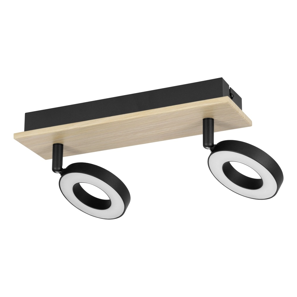 Led ceiling light Rielves 2-light with wood