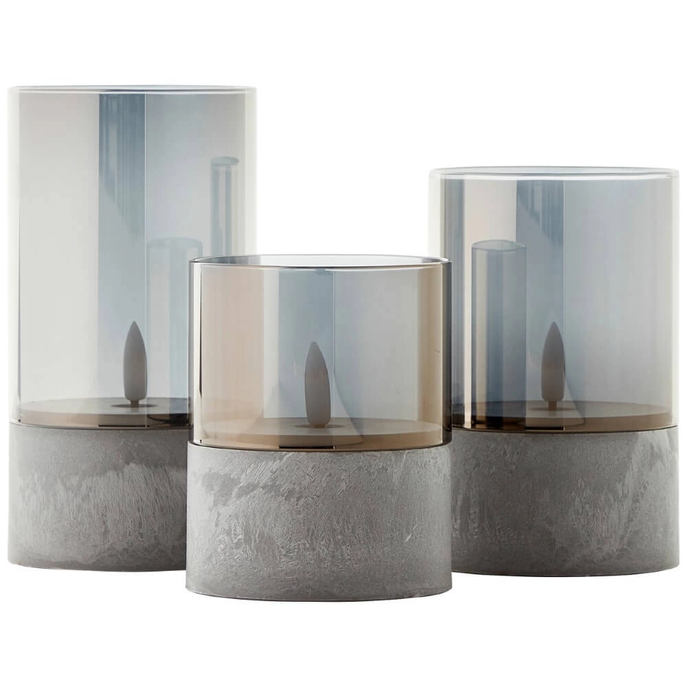 Set of 3 table lamps Bougie smoke glass Brilliant 4004353428326