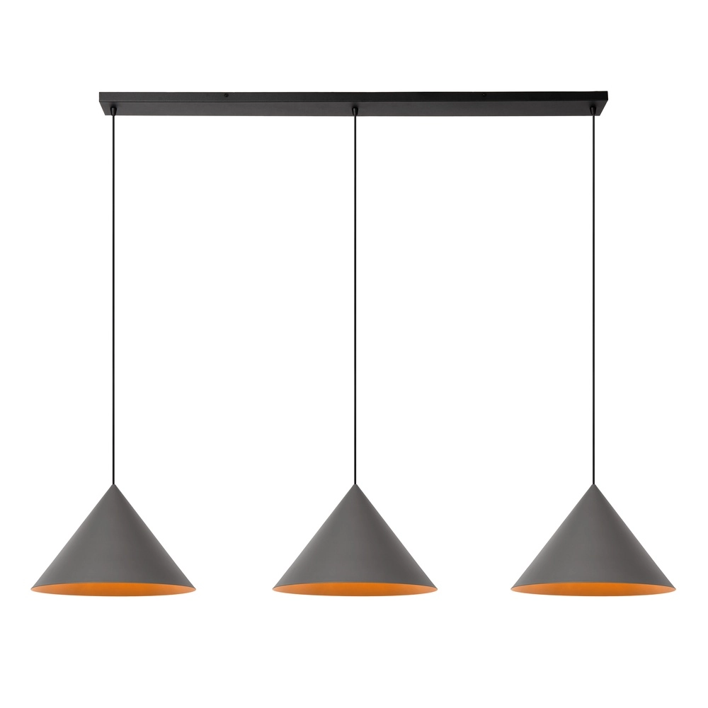 3-light pendant lamp Spitze grey