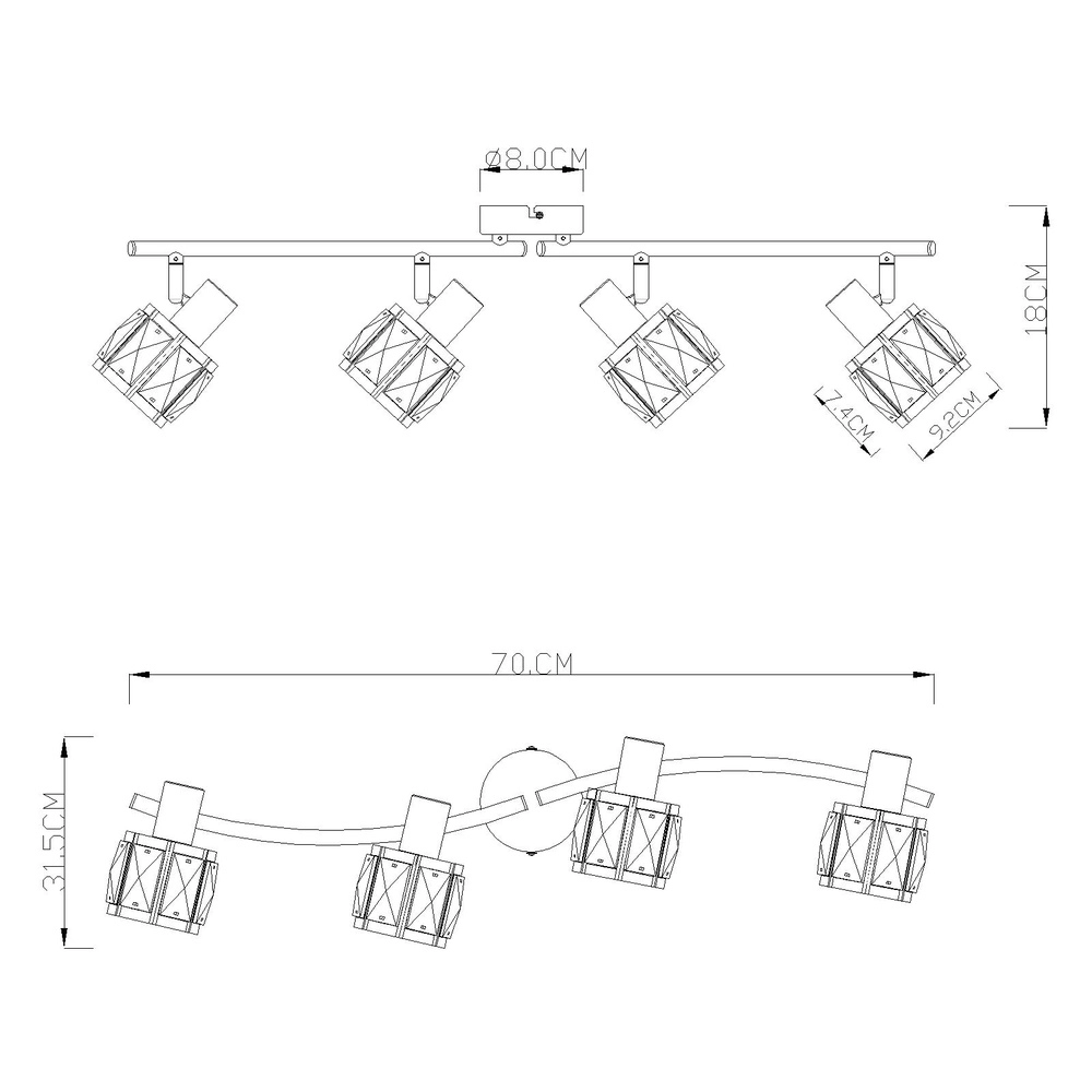 Ceiling lamp Kris 4-light nickel Globo 9007371366255