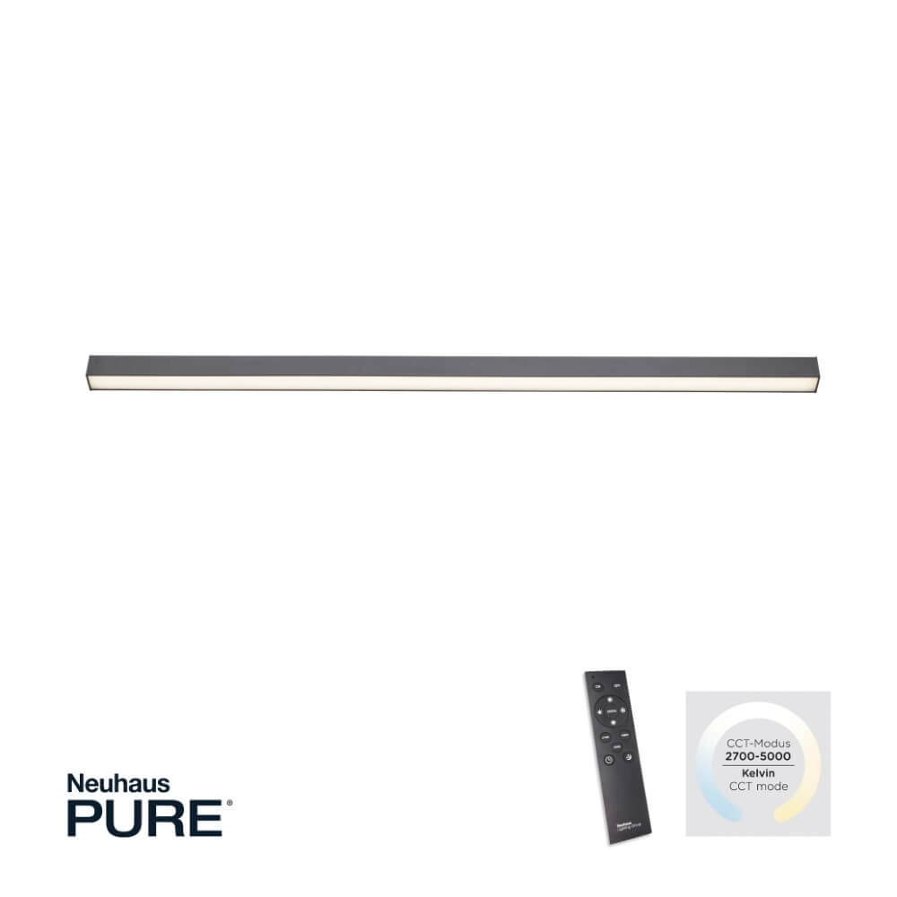 Sleek ceiling lamp Pure Lines Straight anthracite Paul Neuhaus 4012248357903