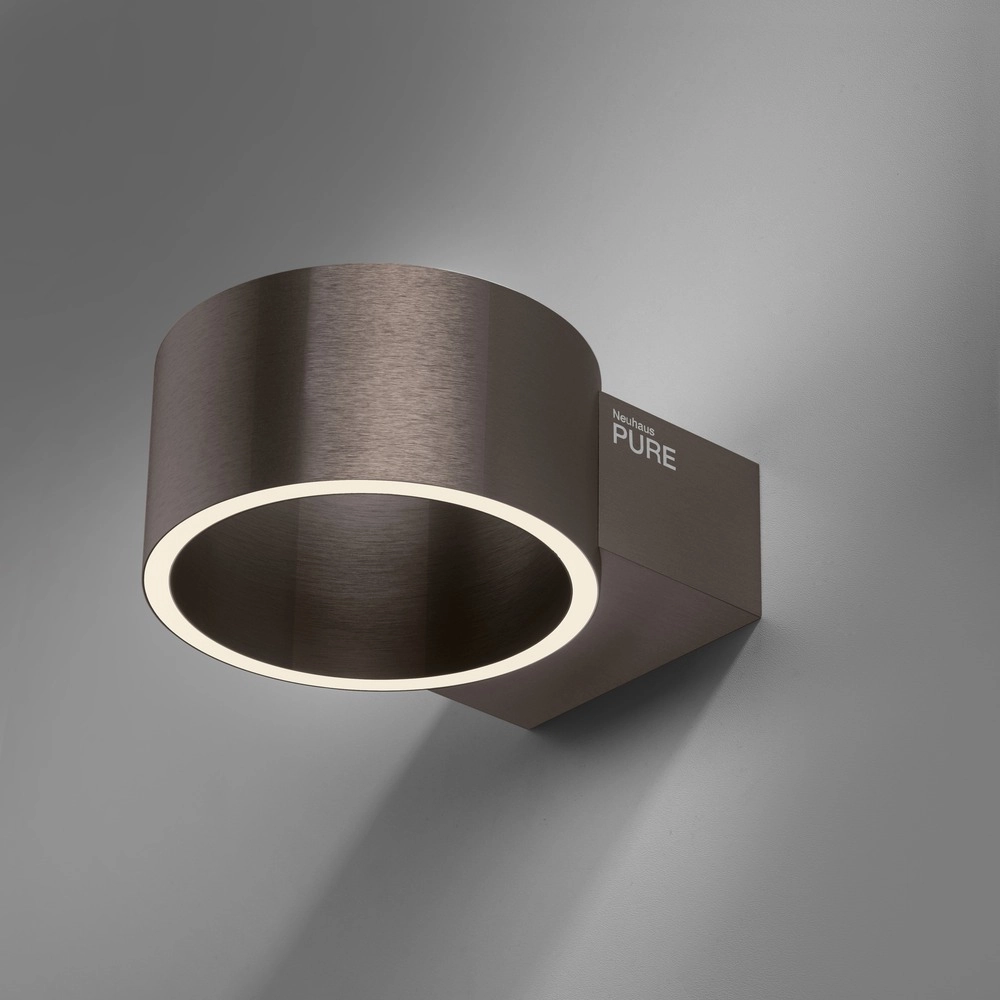 Rechargeable wall lamp Pure Akku Clipse Dark brown brushed Paul Neuhaus 4012248393017