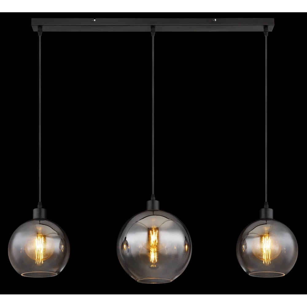 Black pendant lamp Newcastle Sphere Smoke Glass 3-lights Globo 9007371452798