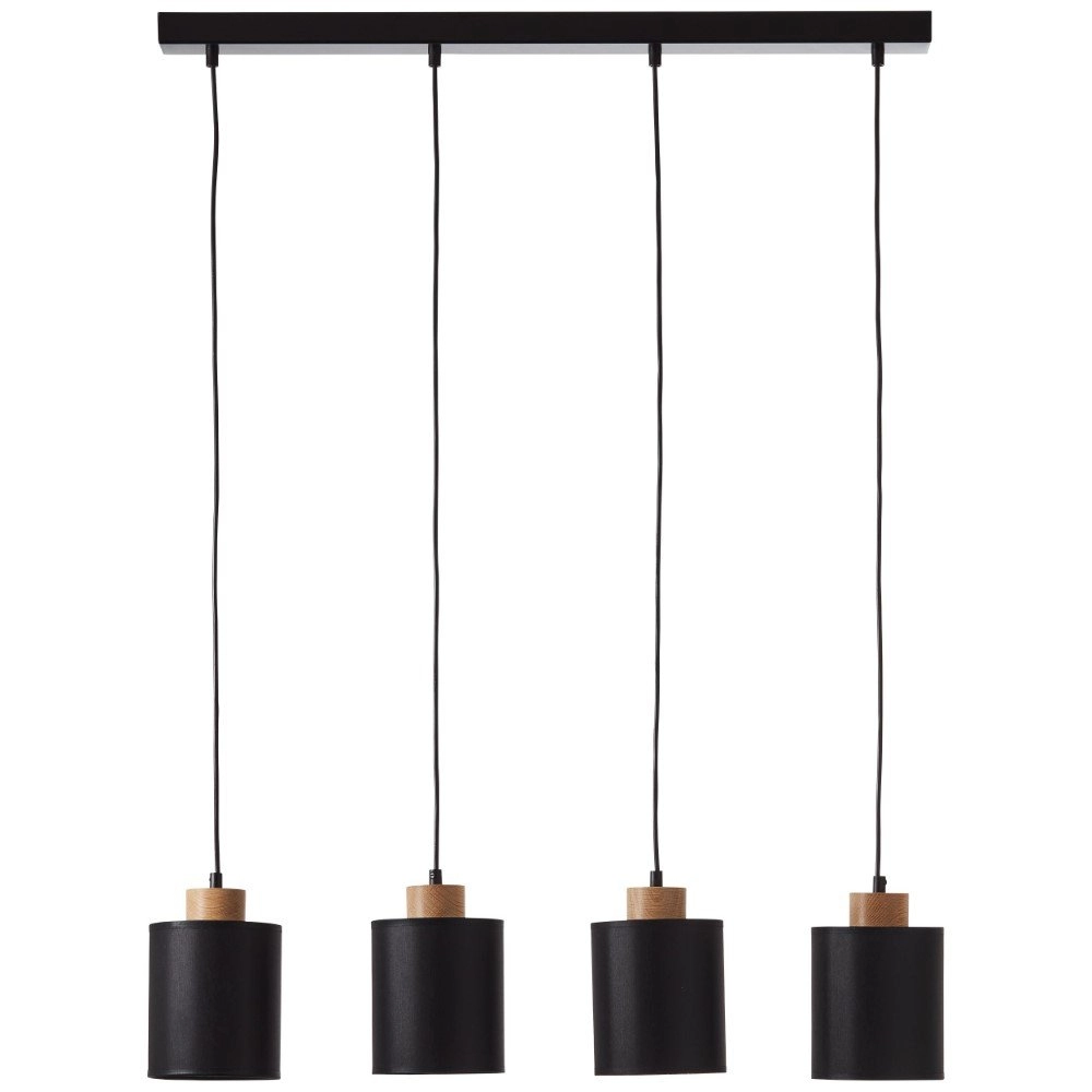 4-light hanging lamp Vonnie black with wood Brilliant 4004353391644
