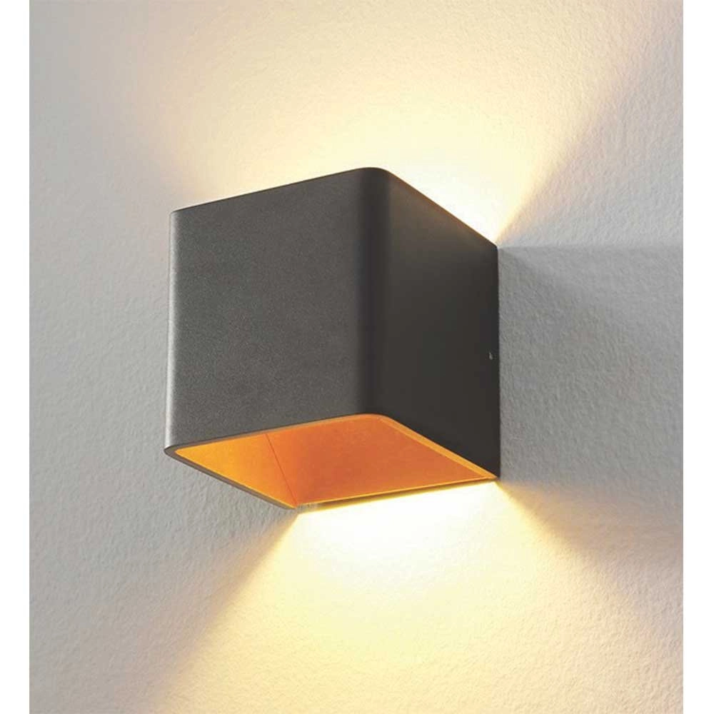 LED up & down light Fulda 6w - 2700K - 10cm black with gold