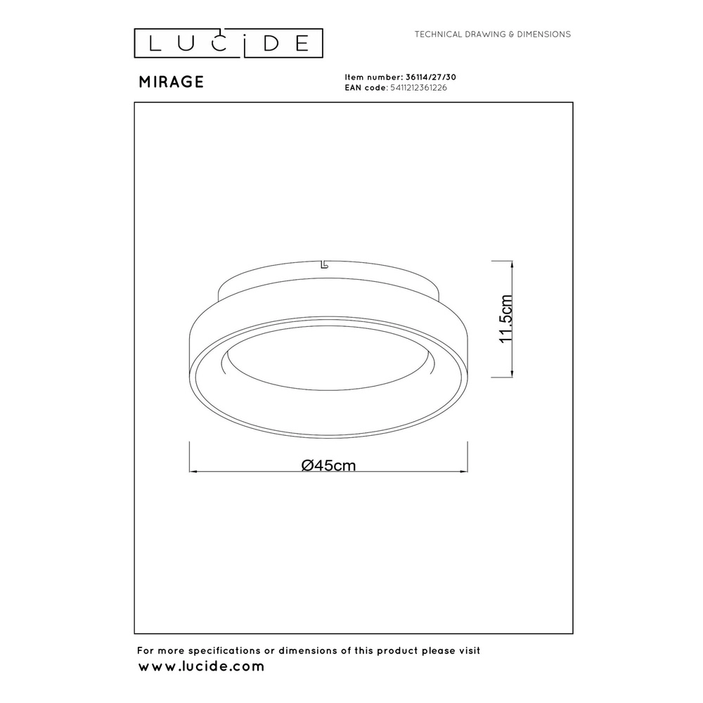 Ceiling lamp Mirage Ø 45cm black Lucide 5411212361226