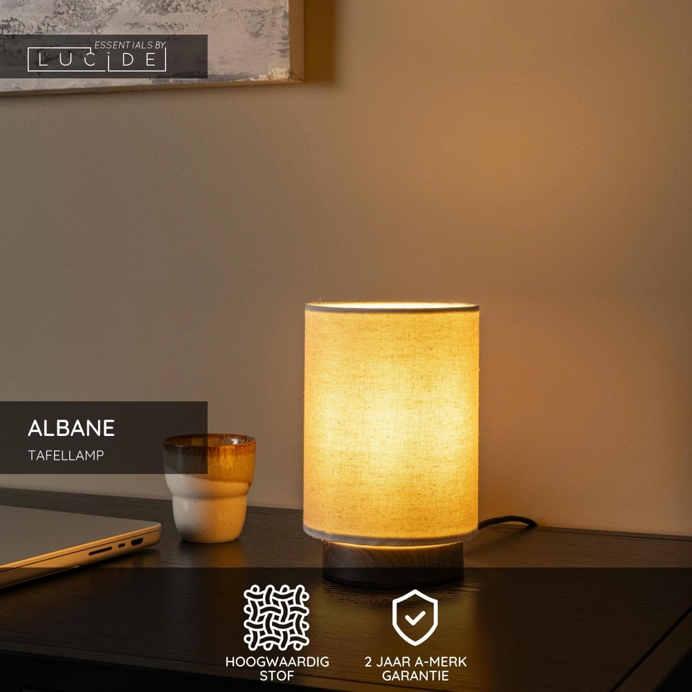 Table lamp Albane dark wood Ø 12cm Lucide 5411212061652