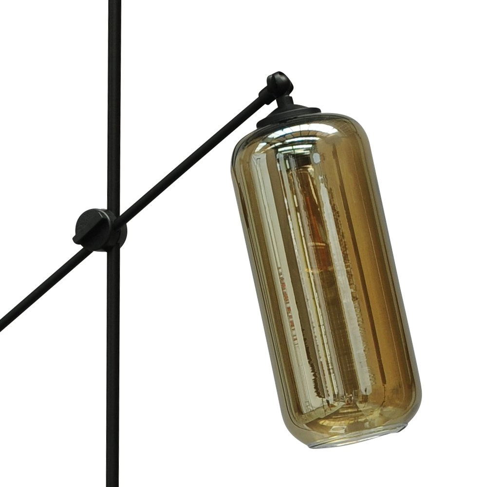 Adjustable floor lamp Quinto Smoke black with smoke cylinder glass Masterlight 8718121216478