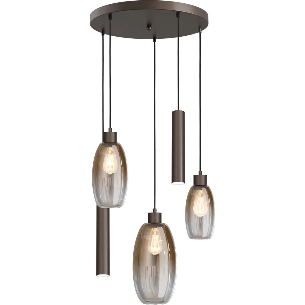 Vide pendant lamp Olive 3x glass - 2x Run - cocoa - Ø50cm