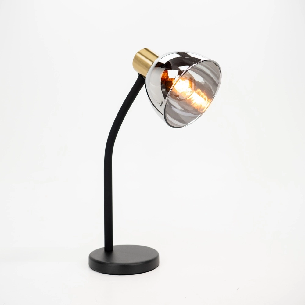 Sleek desk lamp Macere gold with smoke glass