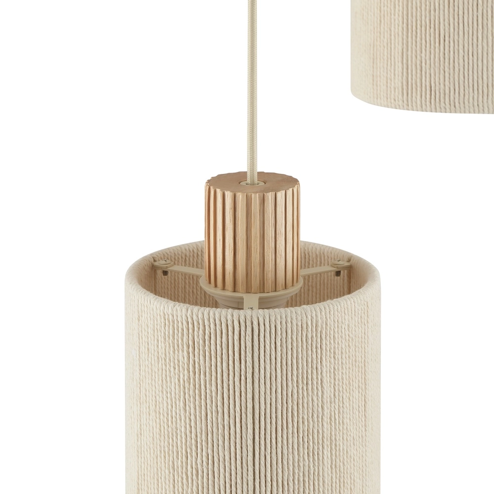 Beige pendant lamp Arlo with wood japandi Ø 40cm 3-lights