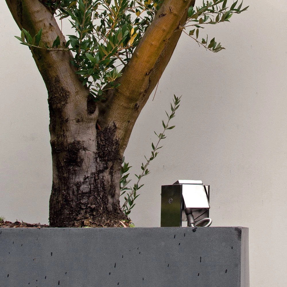 Outdoor wall spotlight Q-Bic Nickel 9cm stainless steel Royal Botania