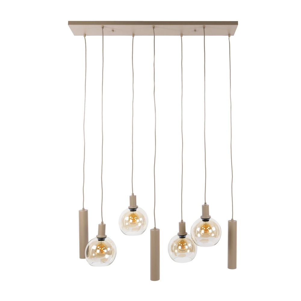 Design hanglamp Sfera 7-lichts zand bruin Lyora 8716803515161