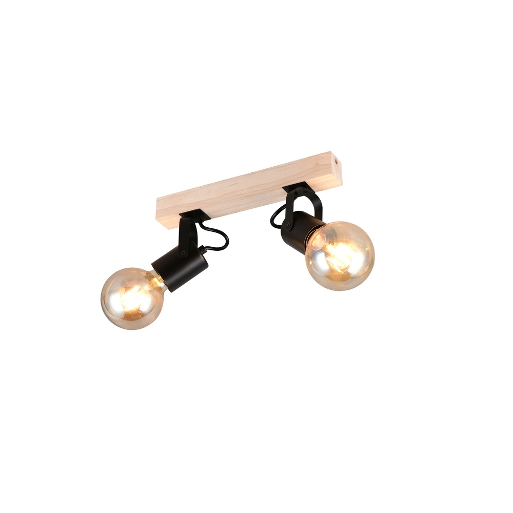 Double ceiling light Lynar black with wood Trio 4017807670721