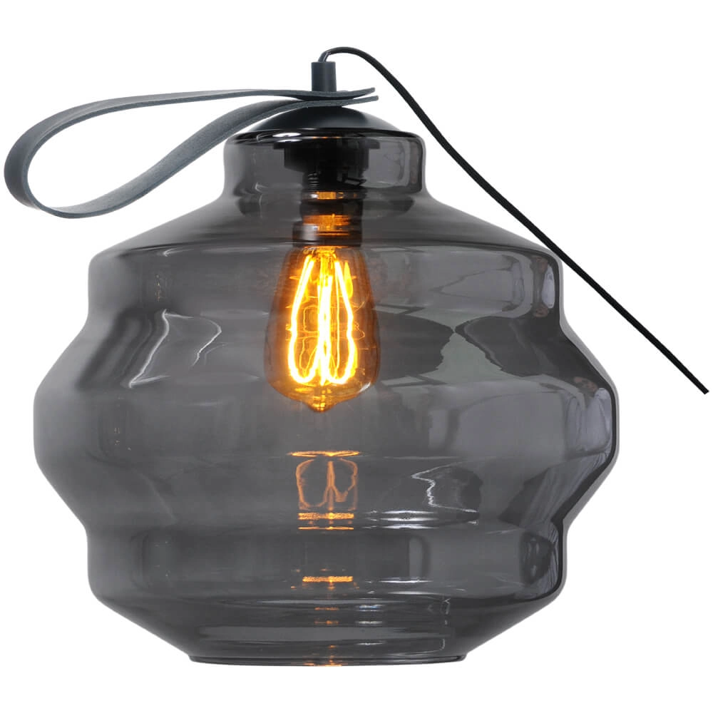 Table lamp Porto Carry with Ball smoke glass Ø 30cm