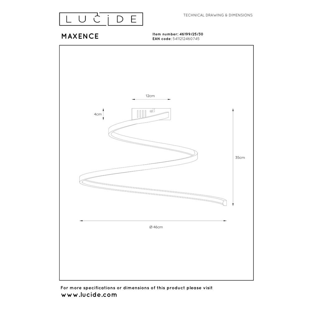 Modern ceiling lamp Maxence Black Lucide 5411212460745