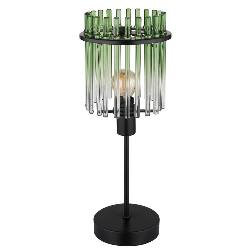 Black table lamp Gorley with green glass Ø 15cm Globo 9007371465972