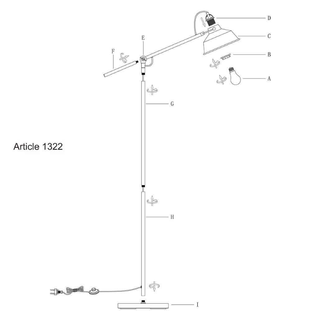 Vintage Reading Lamp Mexlite 130cm grey Steinhauer 8712746122497