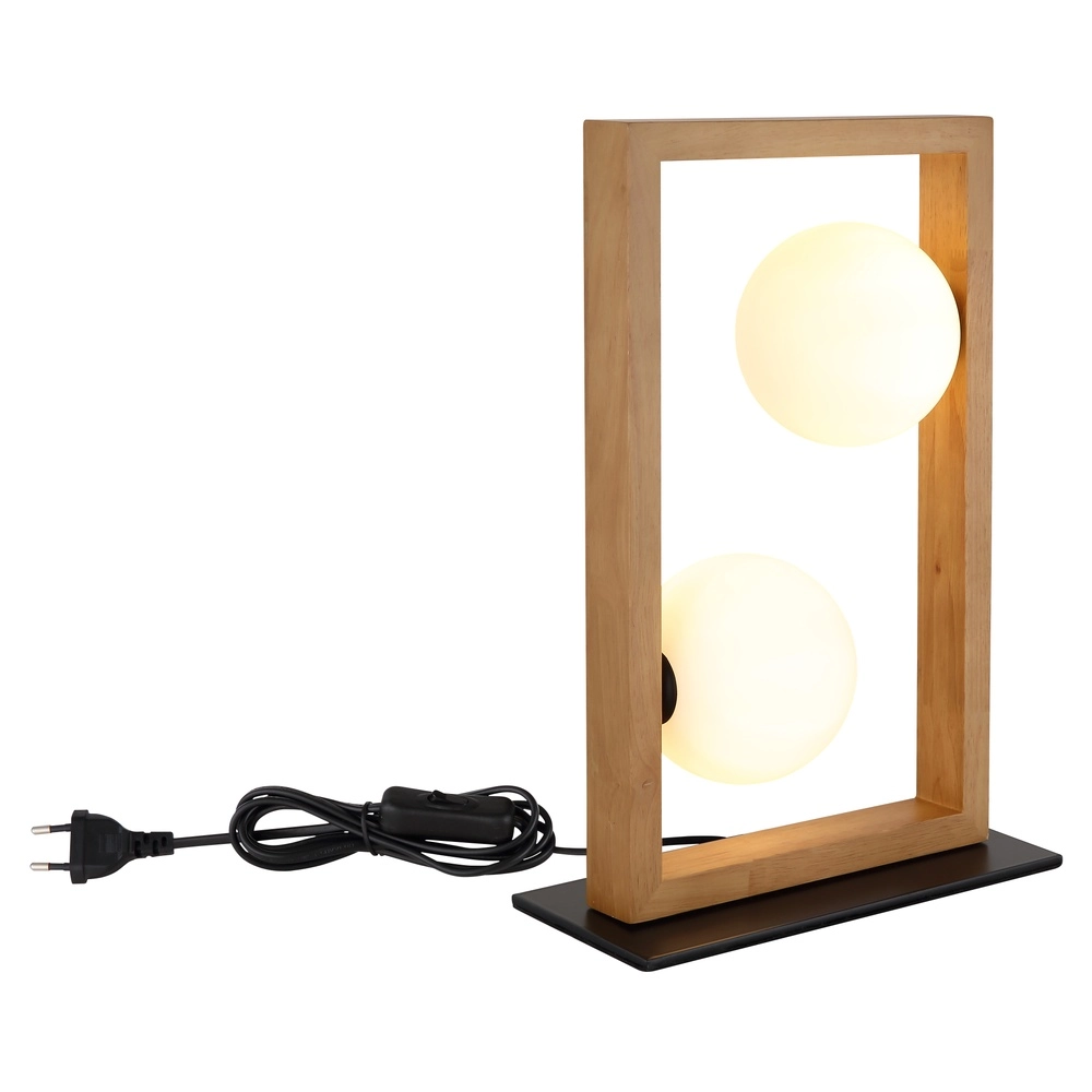 Modern table lamp Nanda black with wood Globo 9007371510948