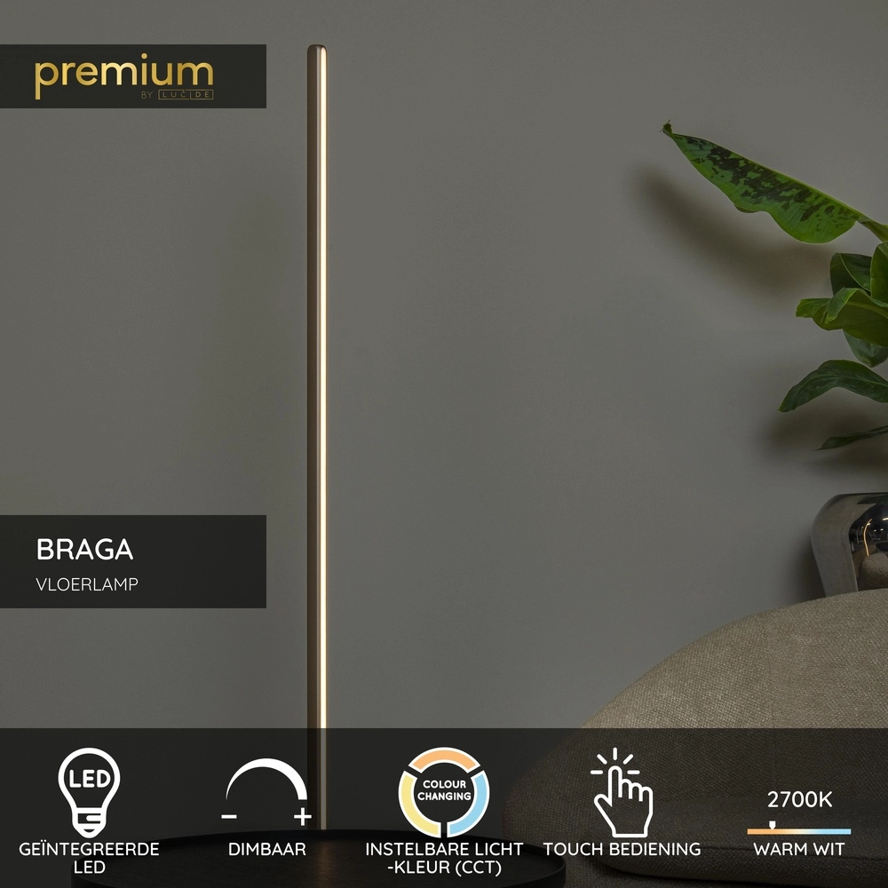 155cm LED Floor Lamp Braga Champagne Premium by Lucide 5411212234452