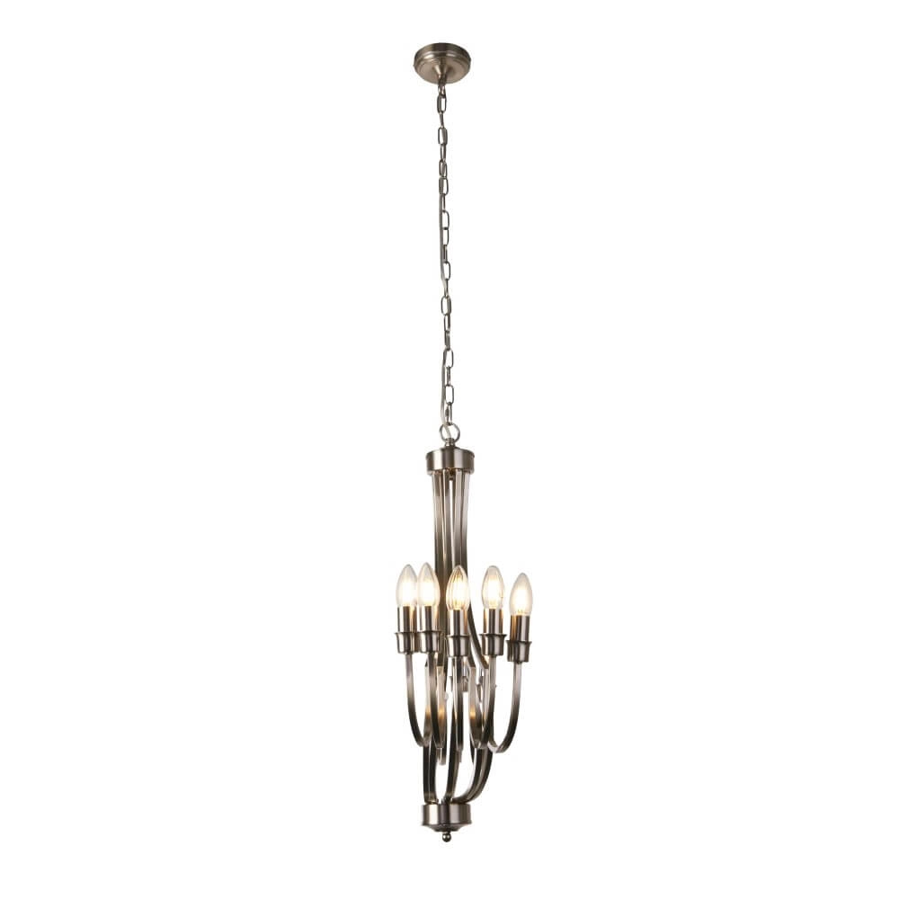 Classic pendant lamp Lodge 8-light silver Searchlight 5053423242217