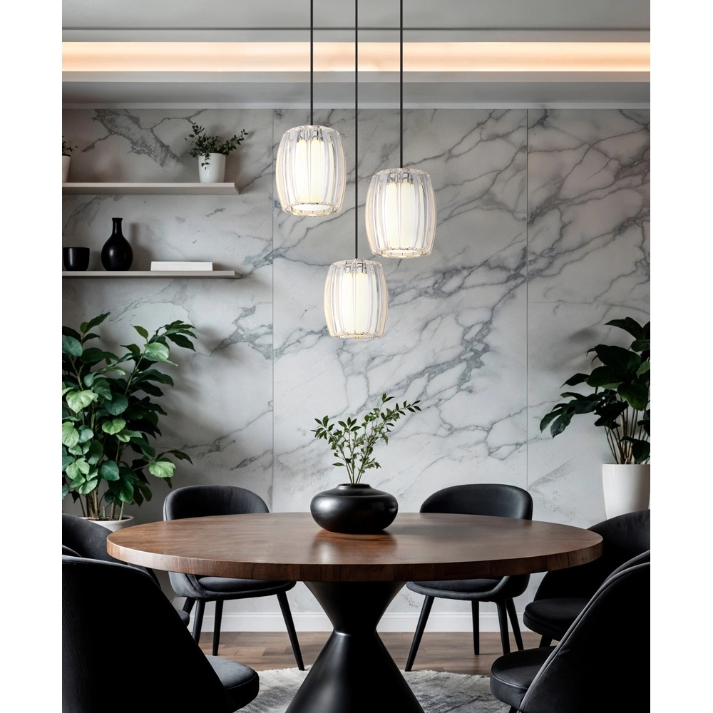 3-light pendant lamp Maribel chrome round Globo 9007371580101