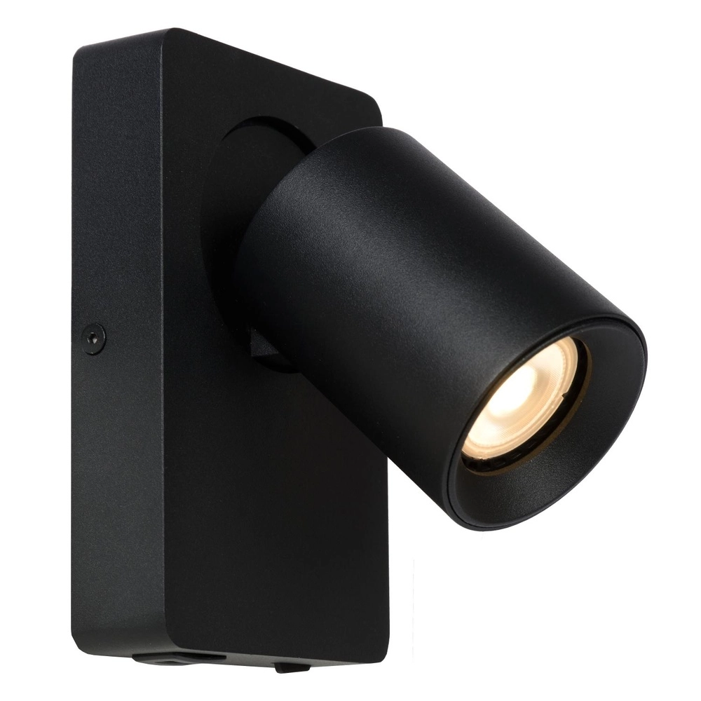 Bedside lamp Nigel with USB charging point black Lucide 5411212092731