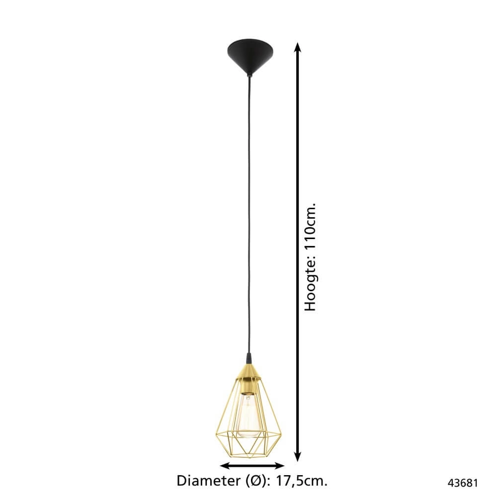 Golden pendant lamp Tarbes Ø 17.5cm Eglo 9002759436810