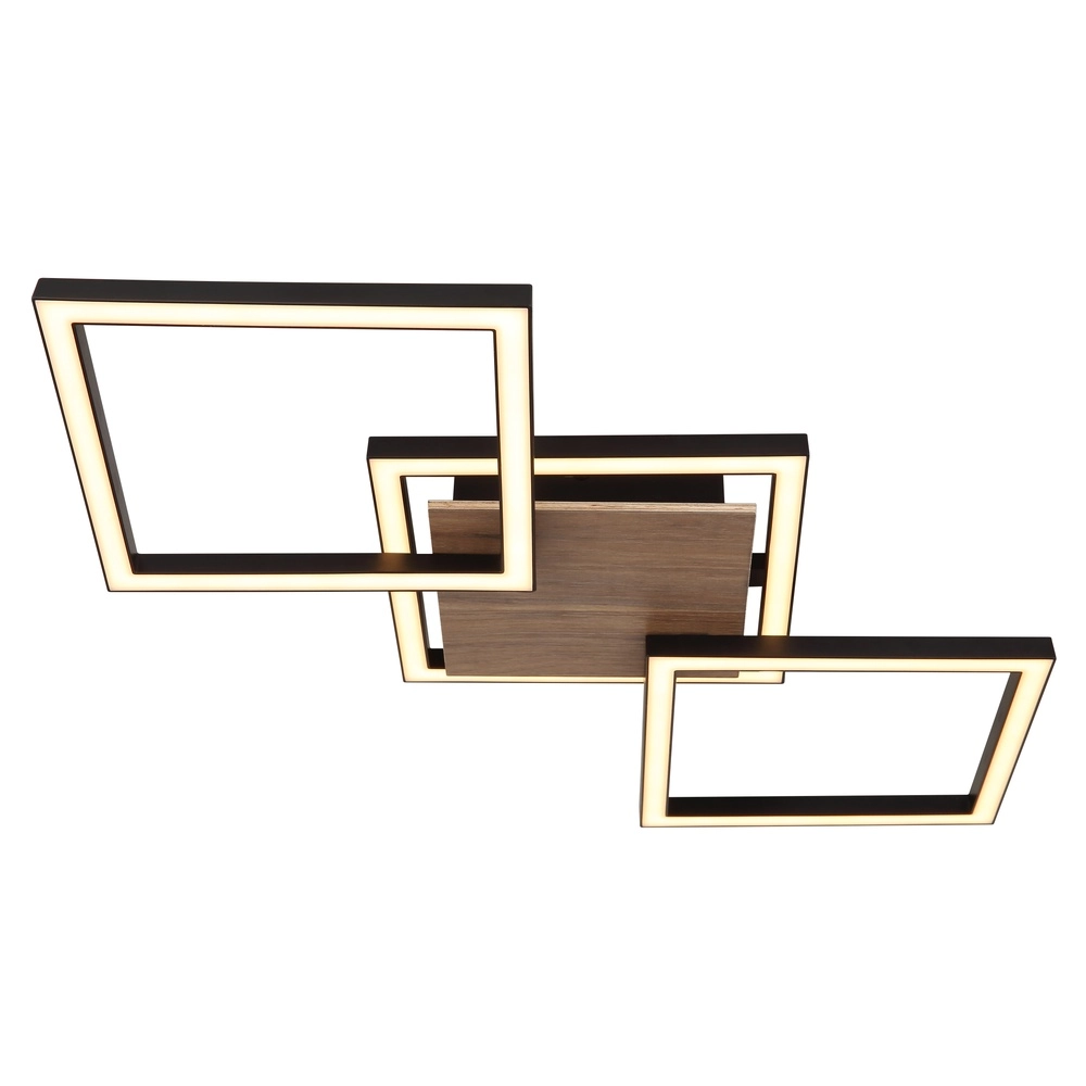 Design ceiling lamp Kaden black with wood look Globo 9007371468324
