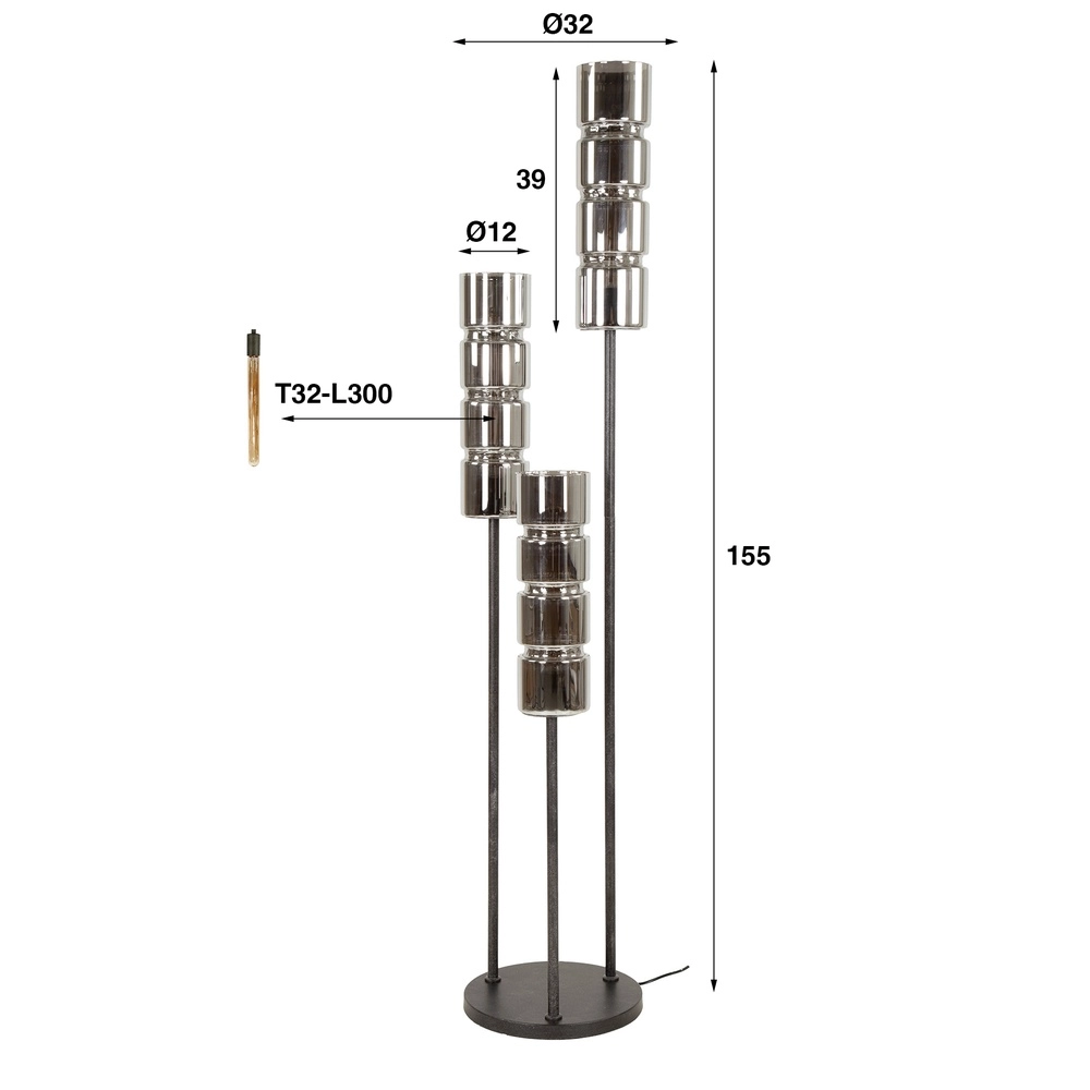 Cylinder floor lamp Cylinder 105cm - black Lyora 8716803511958