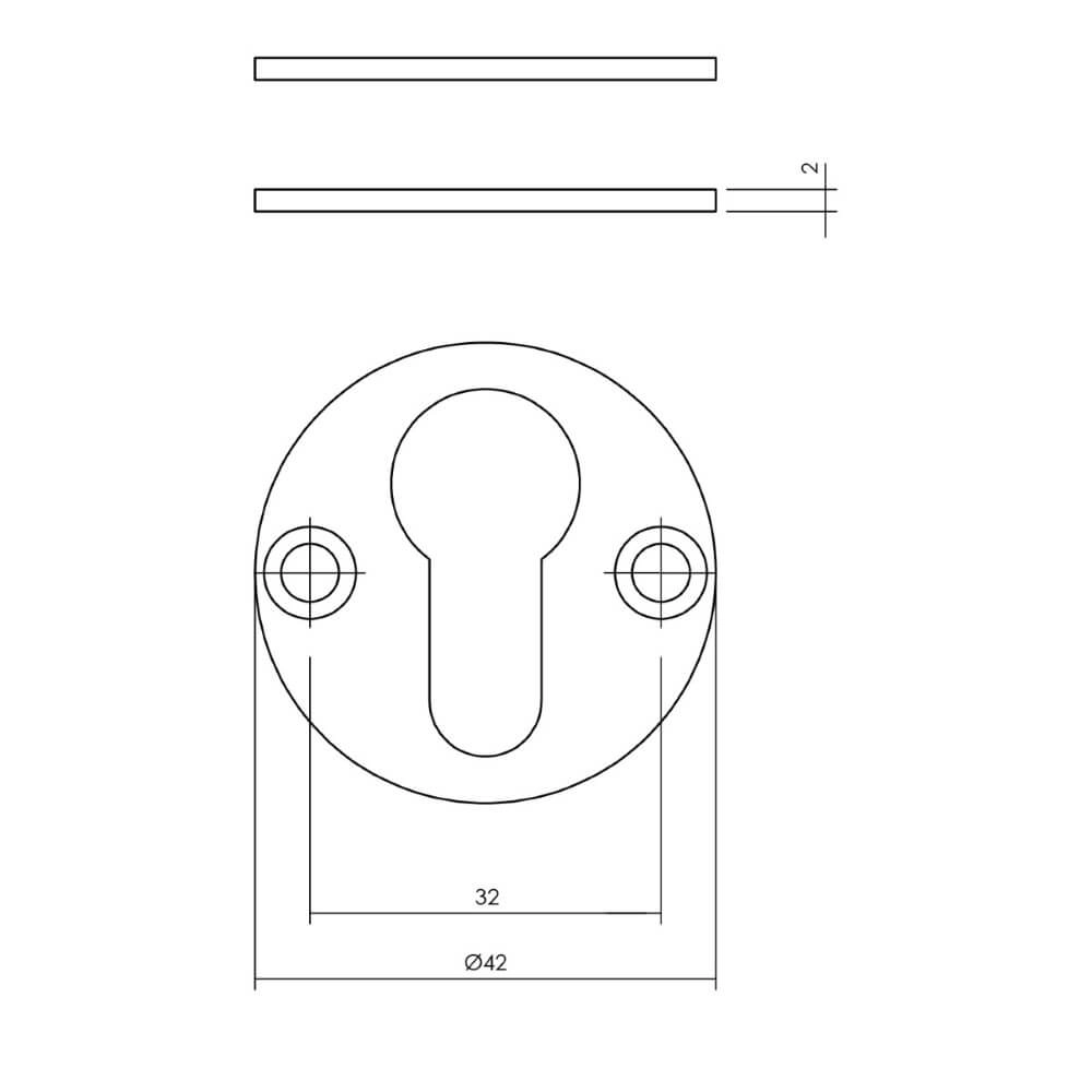 Set of 2 Cylinder Rosettes Tira round stainless steel 2mm Intersteel 8714186635452