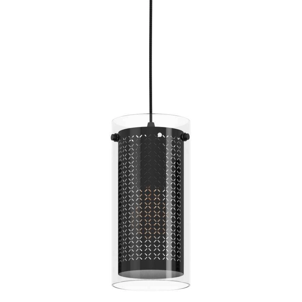 Dining table lamp Pinto Textil 1 black with glass Eglo 9008606235698