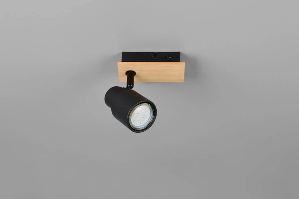 Design wall lamp Pierre black with wood Trio 4017807638158