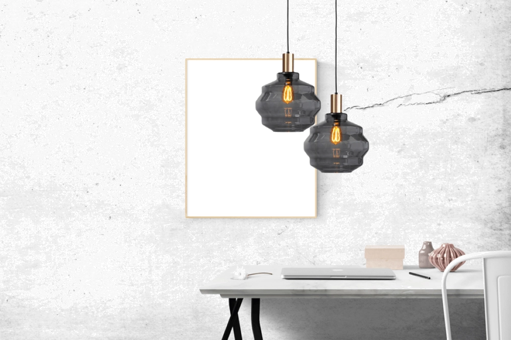 Hanging lamp gold Porto with Ball smoke glass - Ø 30cm Masterlight 8718121269146