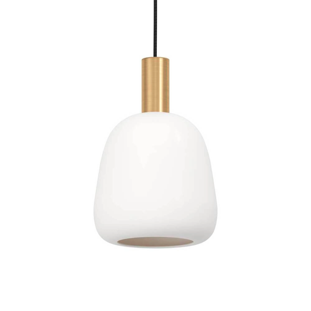 Gold hanging lamp Manzanares with white glass