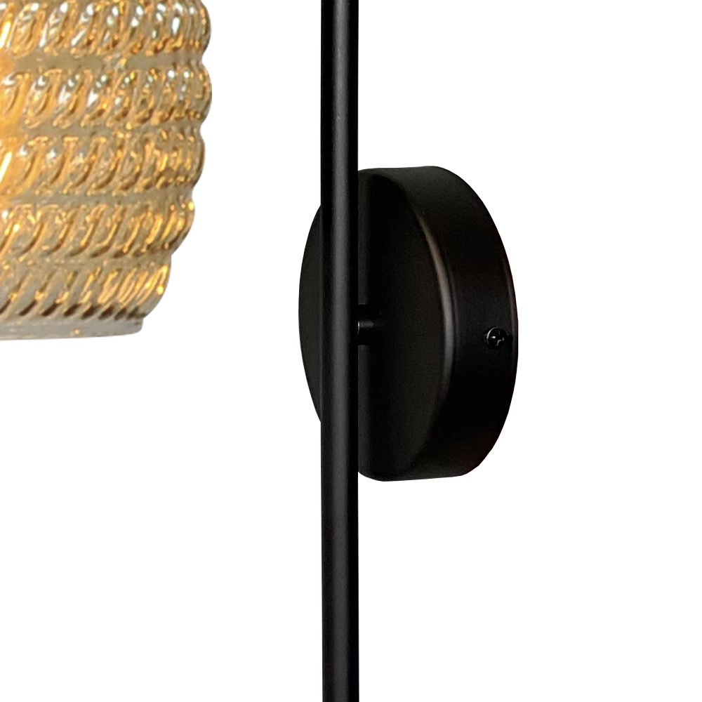 Black wall lamp Quinto with ribbed glass Masterlight 8718121250977