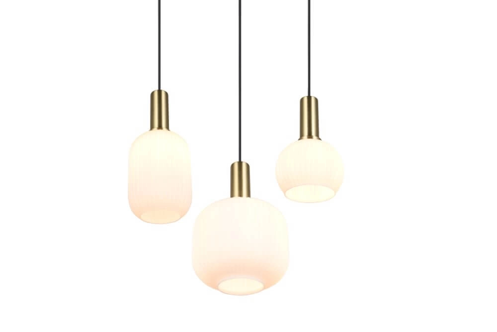 Dining room pendant lamp Diva 3-light - white glass Trio 4017807614503