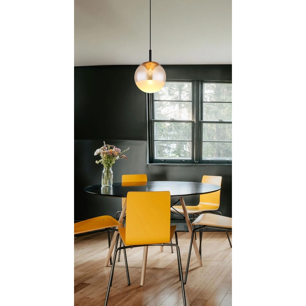 Design pendant lamp Severin black with amber glass Globo 9007371546930