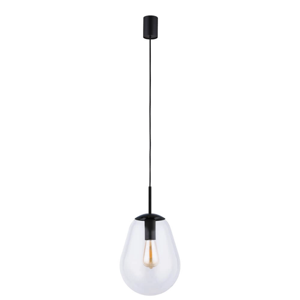 Ø 22cm hanging lamp Pear Small black with clear glass Lyora 5903139780094