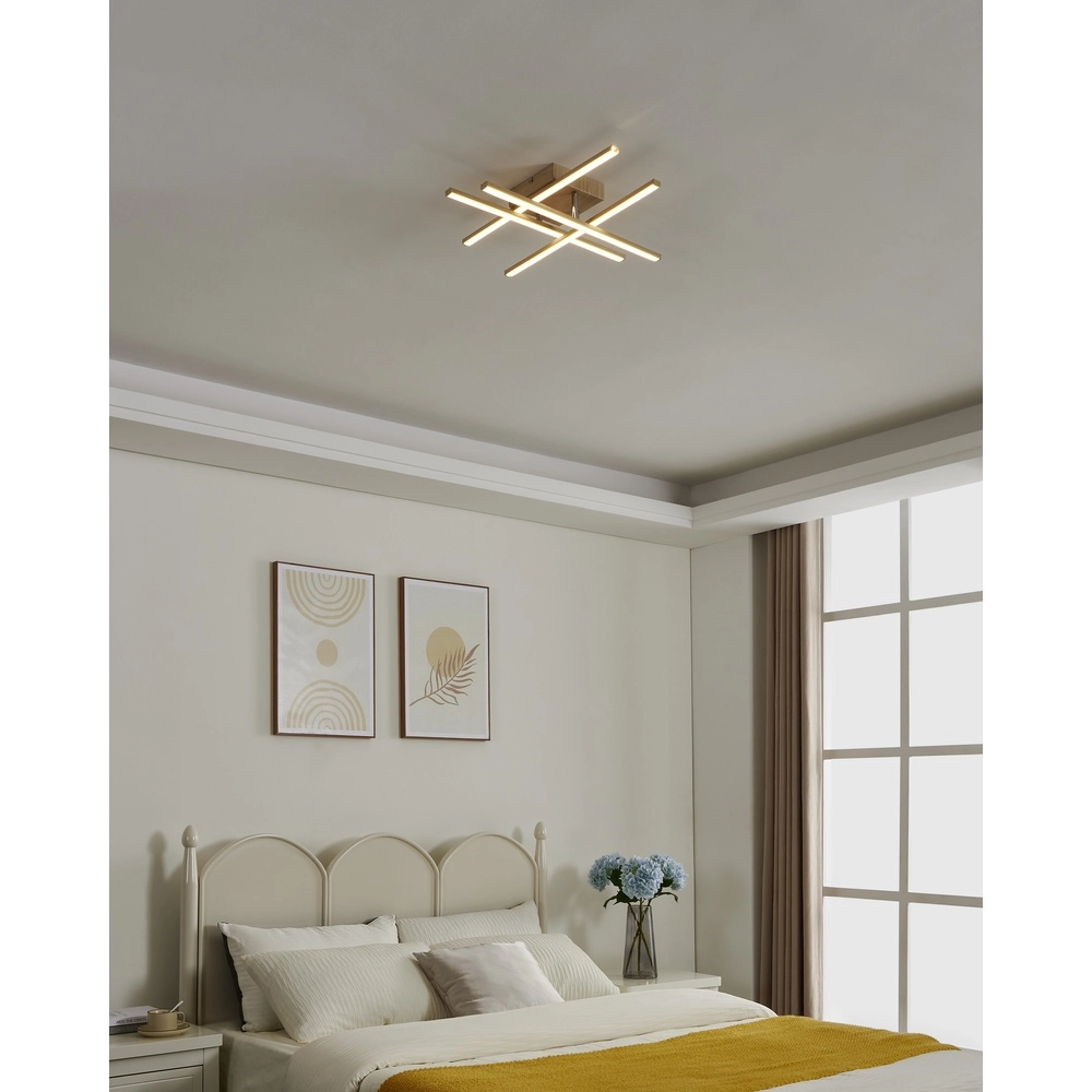 Wood look led ceiling light Lasana 4 51x51cm Eglo 9008606310302