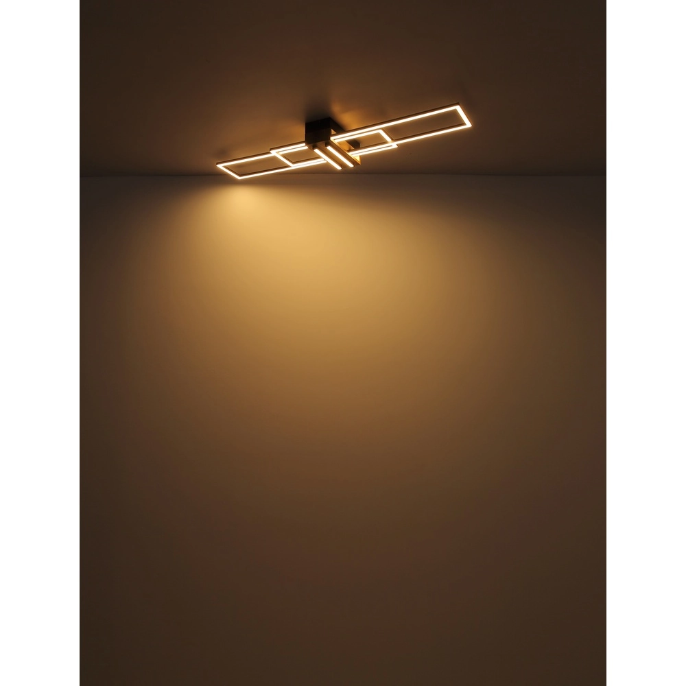 Modern ceiling lamp Dakari black with wood Globo 9007371528479