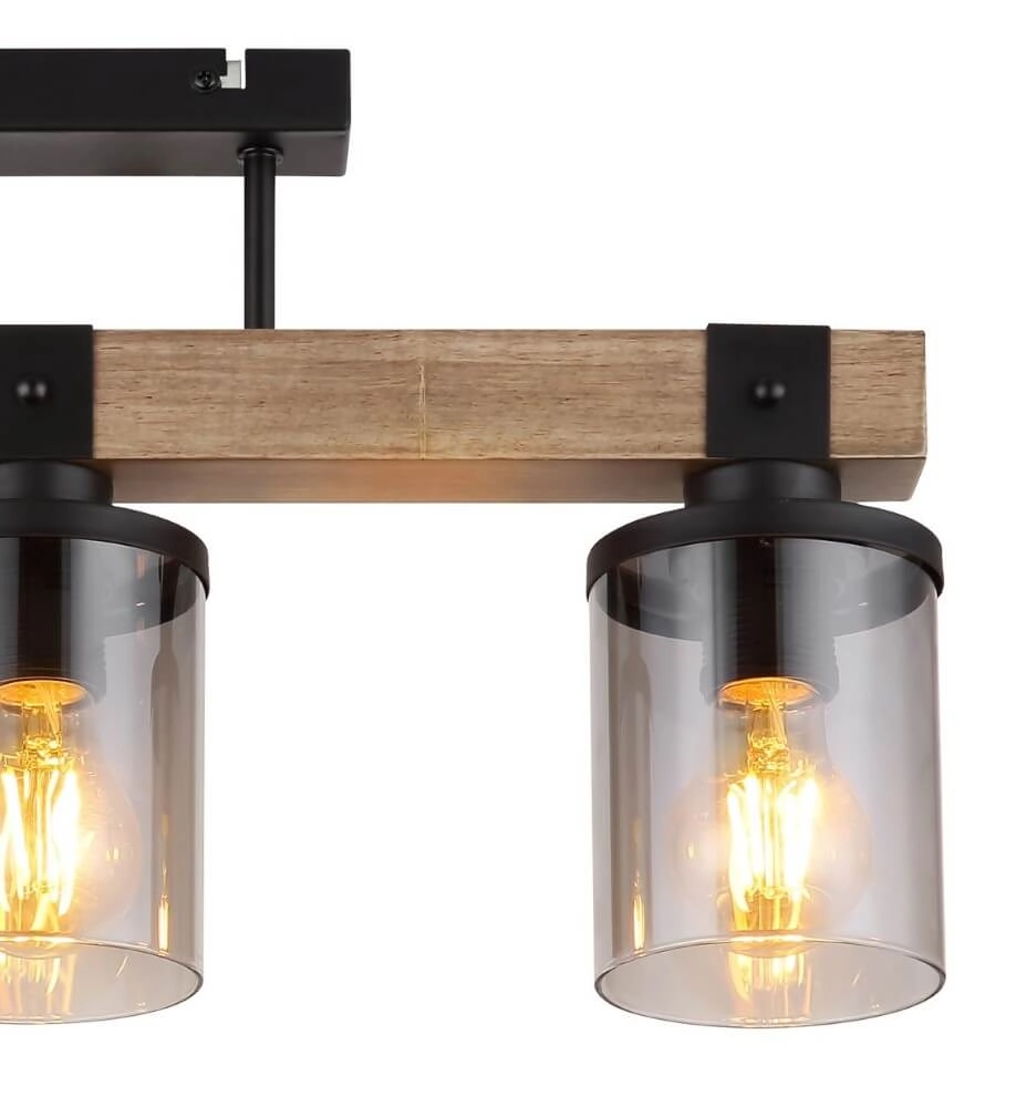 3-light ceiling lamp Lila black with wood Globo 9007371443710