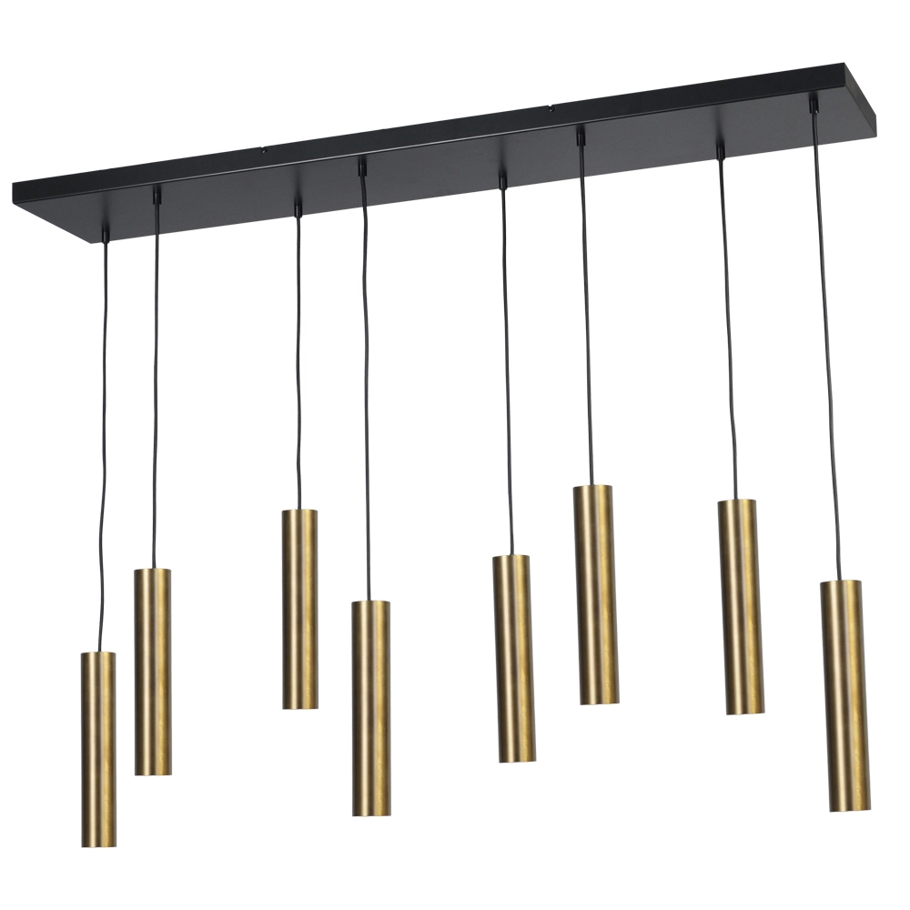 Black dining room hanging lamp Run 8-light cylinders gold