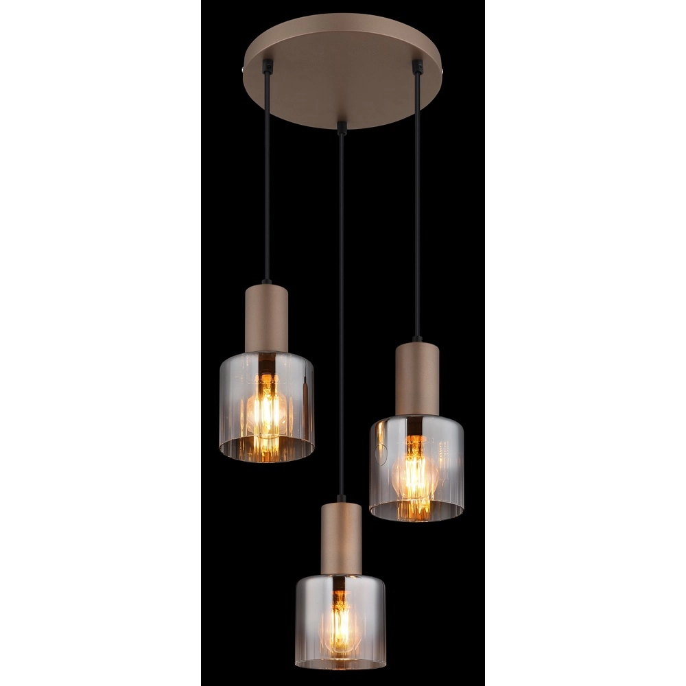 Pendant lamp Walton 3-light coffee brown Globo 9007371583188