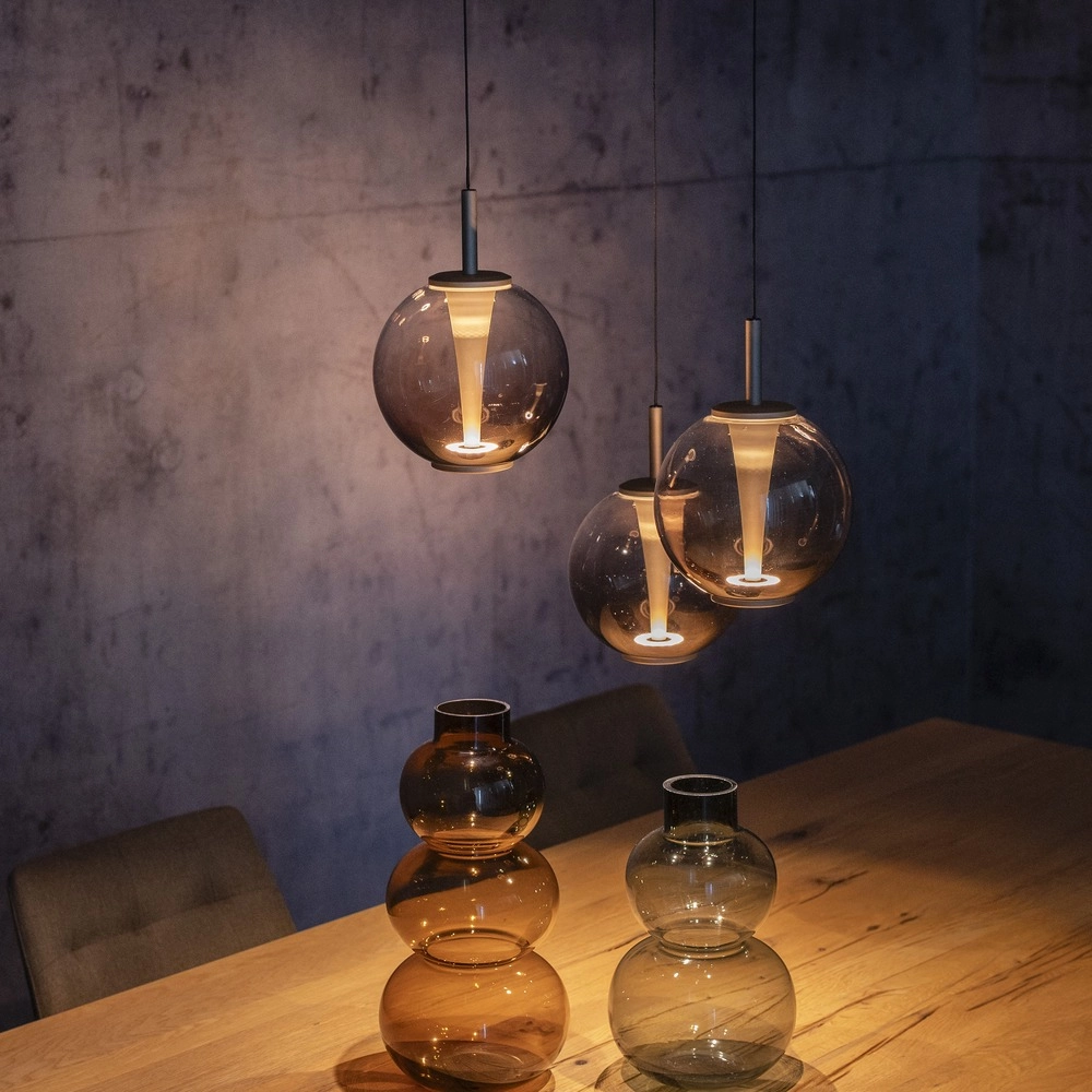 Vide pendant lamp Pure E-Infinty Bronce with amber glass Paul Neuhaus 4012248398166