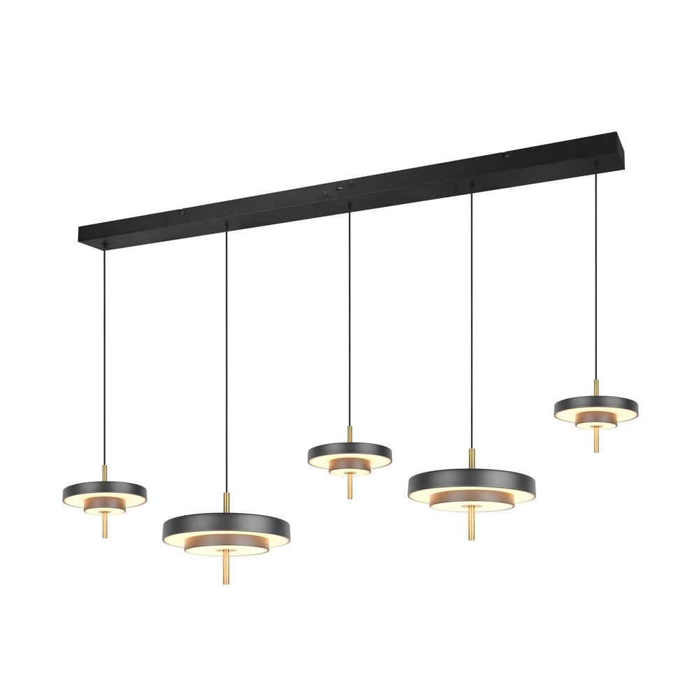 5-light pendant lamp Keaton black with gold Trio 4017807655483