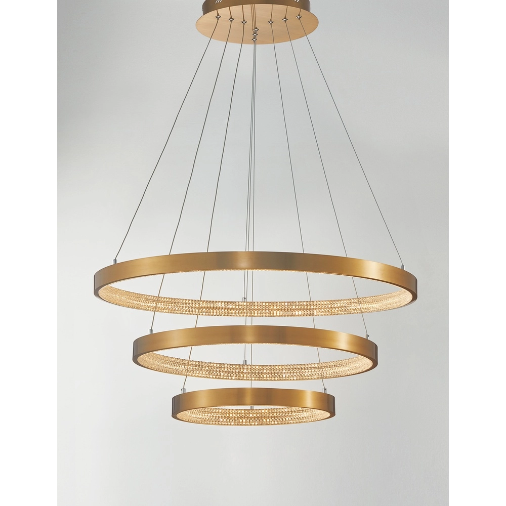Pendant lamp Preston gold Ø 80cm triple