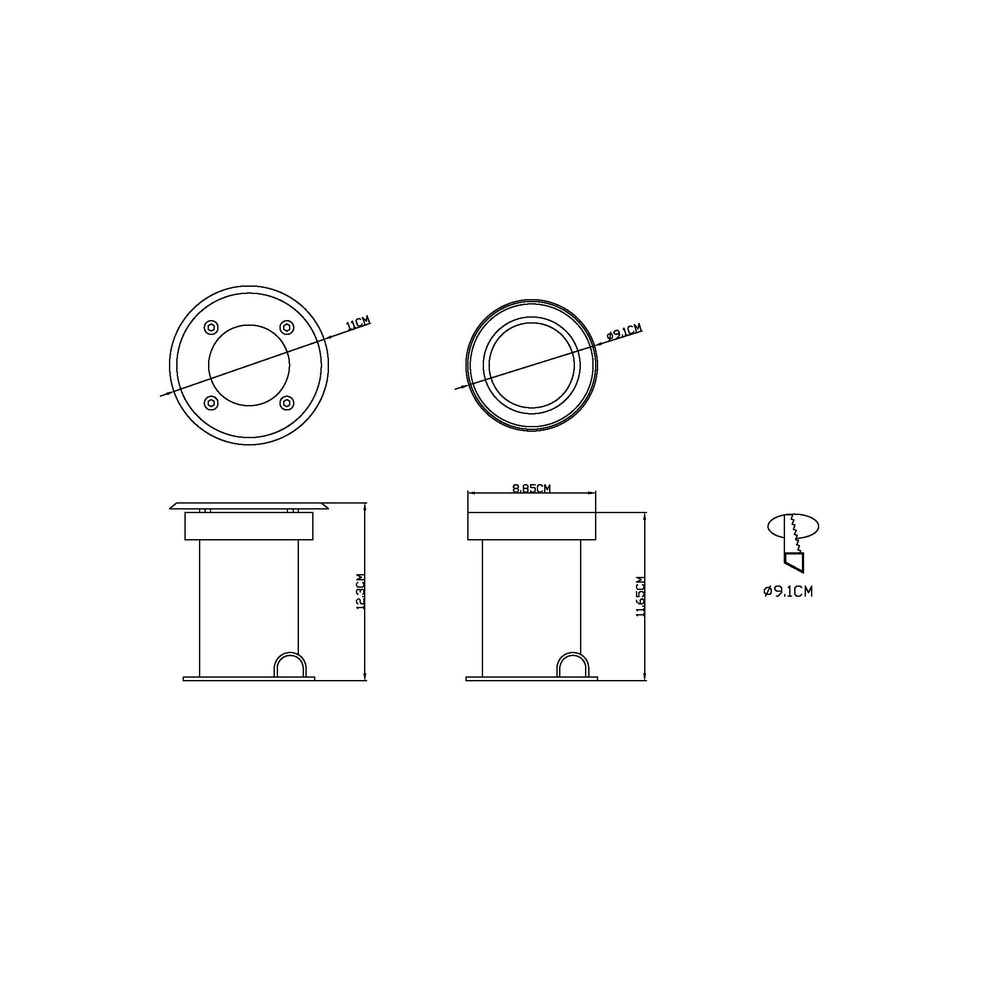 Ground spot Style II round stainless steel Globo 9007371339532